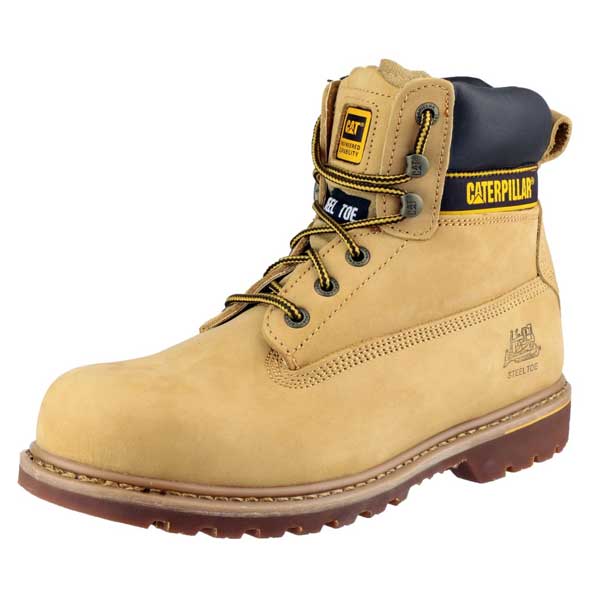 Cat Holton Heel Energy Absorption Goodyear Welted Safety Boots(Honey)