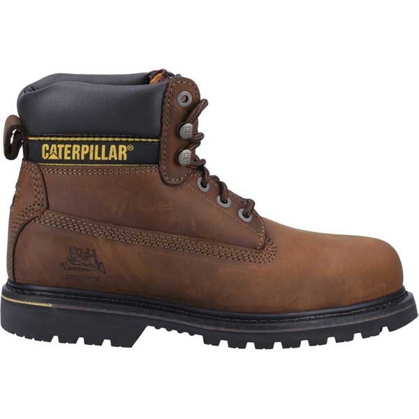 Cat Holton Toe Protection Goodyear Welted Safety Boots (Brown) 