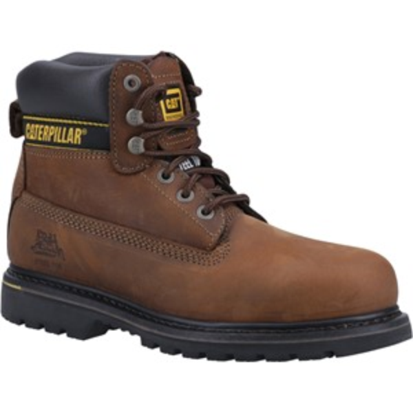 Cat Holton Toe Protection Goodyear Welted Safety Boots (Brown) 