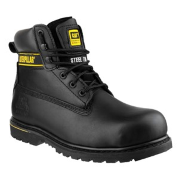 Slip resistance Cat Holton Goodyear Welted Safety Shoes (Black) 