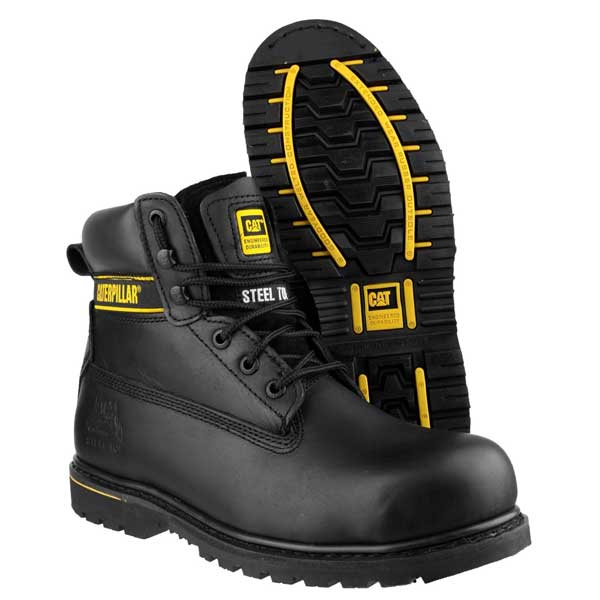 Slip resistance Cat Holton Goodyear Welted Safety Shoes (Black) 